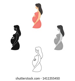 Pregnant icon in cartoon,black style isolated on white background. Pregnancy symbol stock vector illustration.