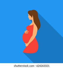 Pregnant icon in flat style isolated on white background. Pregnancy symbol stock vector illustration.