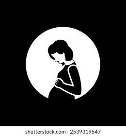 Ícone de grávida.
ilustração de uma mulher acariciando seu estômago
