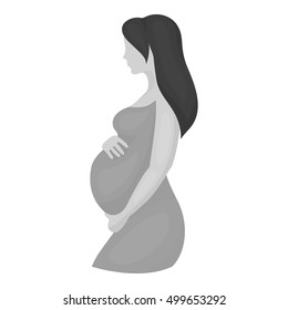 Pregnant icon in monochrome style isolated on white background. Pregnancy symbol stock vector illustration.
