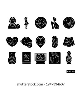 Pregnant Icon set. Baby born Icon Vector Illustration Template For Web and Mobile