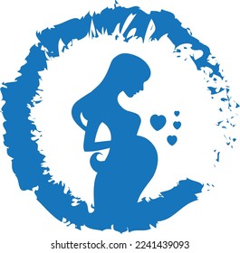 Pregnant icon, pregnant woman icon blue vector