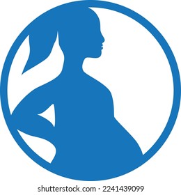 Pregnant icon, pregnant woman icon blue vector
