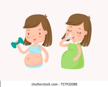 Pregnant lady exercise,Pregnant drinking water