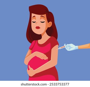 
Pregnant Lady Getting Vaccinated Against Diseases Vector Illustration. Sick mother to be being treated with proper injection
