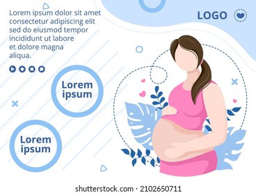 Pregnant Lady or Mother Brochure Health care Template Flat Design Illustration Editable of Square Background for Social media or Greetings Card