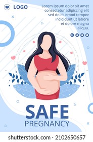 Pregnant Lady or Mother Flyer Health care Template Flat Design Illustration Editable of Square Background for Social media or Greetings Card