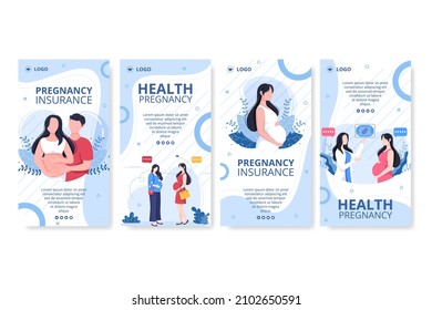 Pregnant Lady or Mother Stories Health care Template Flat Design Illustration Editable of Square Background for Social media or Greetings Card