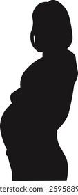 Pregnant Lady Silhouette. Vector Illustration on White Background.
