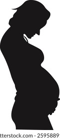 Pregnant Lady Silhouette. Vector Illustration on White Background.