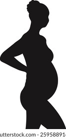 Pregnant Lady Silhouette. Vector Illustration on White Background.