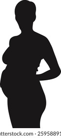 Pregnant Lady Silhouette. Vector Illustration on White Background.