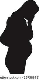 Pregnant Lady Silhouette. Vector Illustration on White Background.