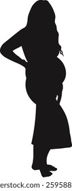 Pregnant Lady Silhouette. Vector Illustration on White Background.