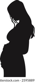 Pregnant Lady Silhouette. Vector Illustration on White Background.