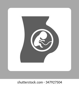 Pregnant Lady vector icon. Style is flat rounded square button, dark gray and white colors, silver background.