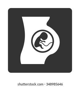 Pregnant Lady vector icon. Style is flat rounded square button, white and gray colors, white background.
