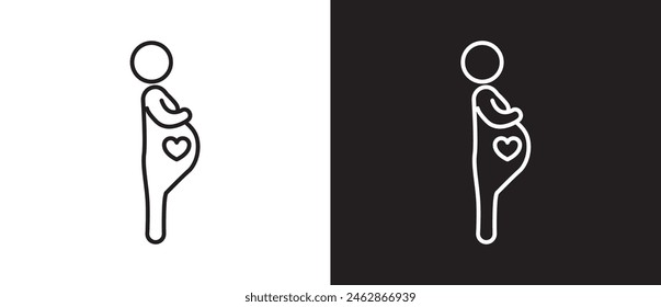 Pregnant line icon, Priority symbols for disabled passenger Simple set of Priority Seat icons, Human vector signs. Vector illusration in black and white background.