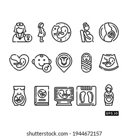 Pregnant Line Icon set. Baby born Icon Vector Illustration Template For Web and Mobile