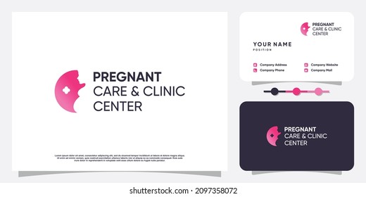 Pregnant logo concept with creative element style Premium Vector