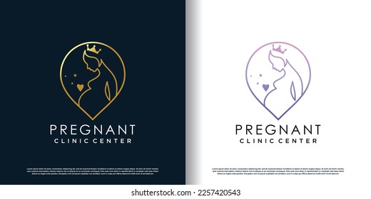pregnant logo with creative concept premium vector