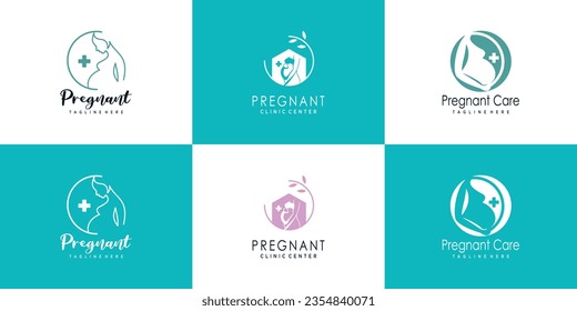 pregnant logo design collection with modern unique style concept  premium vector