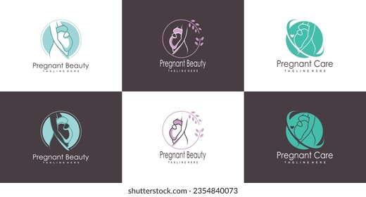 pregnant logo design collection with modern unique style concept  premium vector