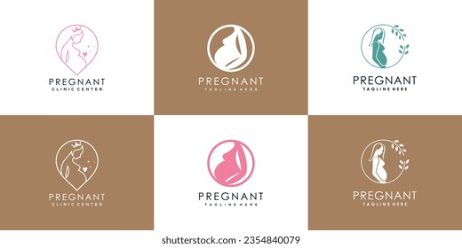 pregnant logo design collection with modern unique style concept  premium vector