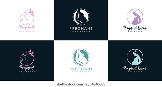 pregnant logo design collection with modern unique style concept  premium vector