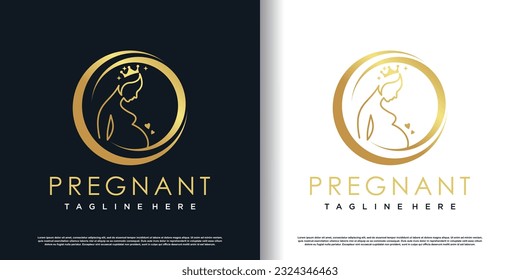 Pregnant logo design with creative concept premium vector