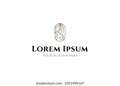 pregnant logo with love symbol in line art design style