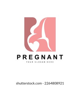 Pregnant Logo, Pregnant Mother Care Design, Vector Beauty Pregnant Mom and Baby, Icon Template Illustration