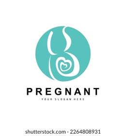 Pregnant Logo, Pregnant Mother Care Design, Vector Beauty Pregnant Mom and Baby, Icon Template Illustration
