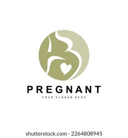 Pregnant Logo, Pregnant Mother Care Design, Vector Beauty Pregnant Mom and Baby, Icon Template Illustration