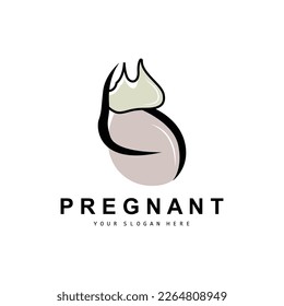 Pregnant Logo, Pregnant Mother Care Design, Vector Beauty Pregnant Mom and Baby, Icon Template Illustration