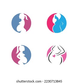 Diseño de ilustraciones vectoriales de plantillas de logotipo de embarazo
