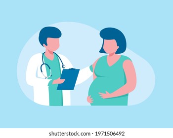 Pregnant medical consultation. Vector illustration for websites landing page templates