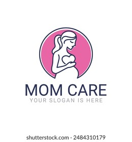 Pregnant Mom Care Womb Maternity Therapy Circle Line Logo Template