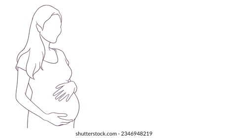 pregnant mom nurturing connection to her belly, hand drawn style vector illustration

