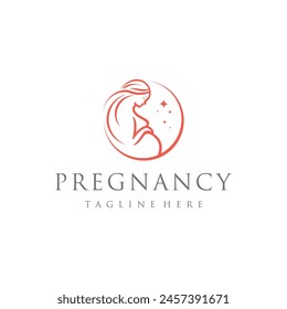 pregnant mom vector logo. white background