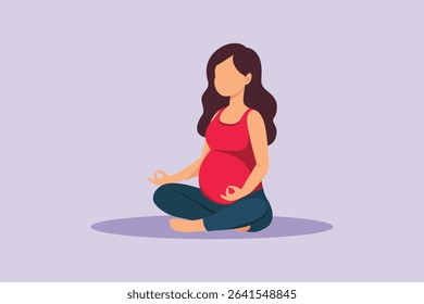 Pregnant Mother Concept. Colored flat vector illustration isolated