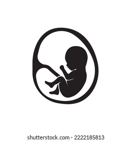 Pregnant mother and fetus icon logo, vector design illustration