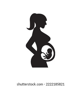 Pregnant mother and fetus icon logo, vector design illustration