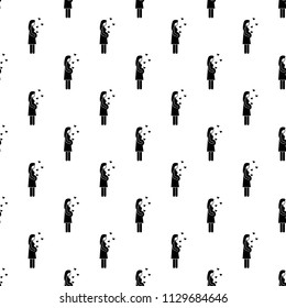 pregnant mother and hearts icon in Pattern style on white background