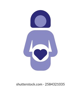 Pregnant Mother Holding Belly with Heart Symbol