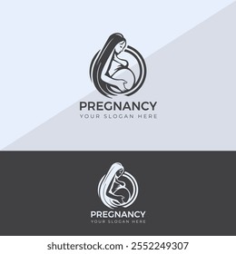 Pregnant mother icon logo design for children store baby care center illustration