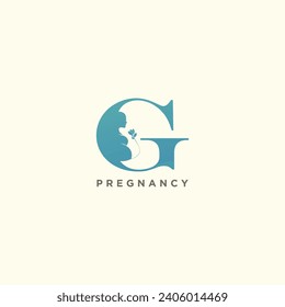 Pregnant mother logo for clinic care business with letter concept vector illustration