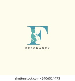 Pregnant mother logo for clinic care business with letter concept vector illustration