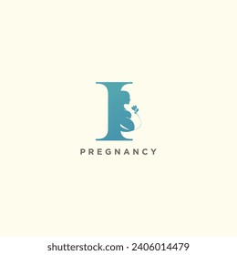 Pregnant mother logo for clinic care business with letter concept vector illustration
