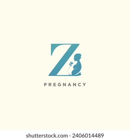 Pregnant mother logo for clinic care business with letter concept vector illustration